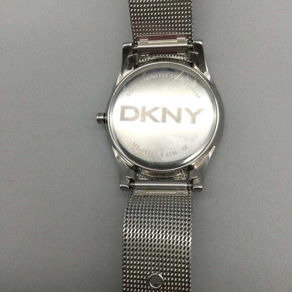 DKNY Womens Watch 37mm MOP Dial Silver Tone Steel Mesh NY-8716 New Battery